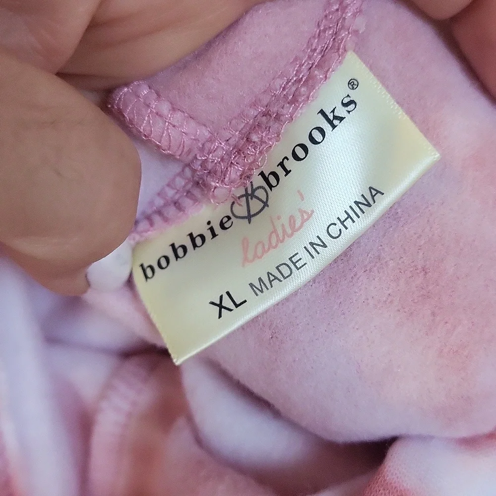 Bobbie Brooks XL Ladies Tie Dye Pink/white Sweatshirt with Hoodie Lounge - Picture 5 of 7